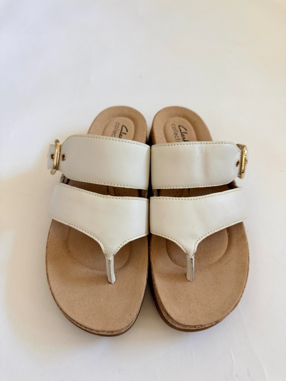 Clarks Collection White Comfort Sandals NWOT Size 8